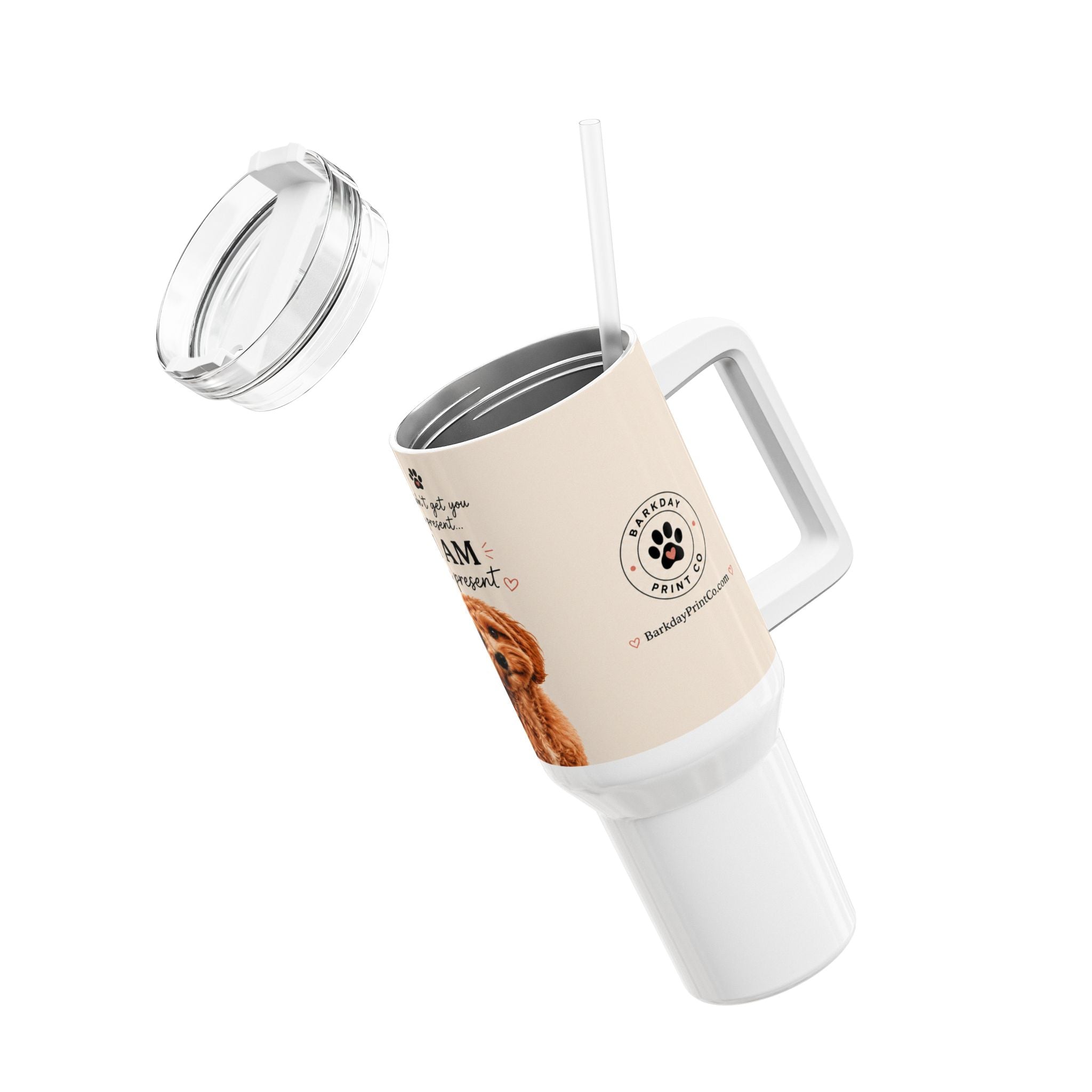 Dog Lover Tumbler – "I Am The Present" Cute Puppy Travel Mug 40oz
