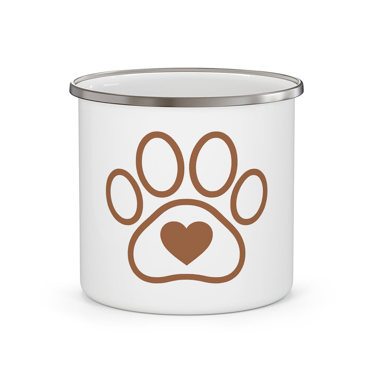 Paw & Heart Enamel Camping Mug – Gift for Dog Lovers