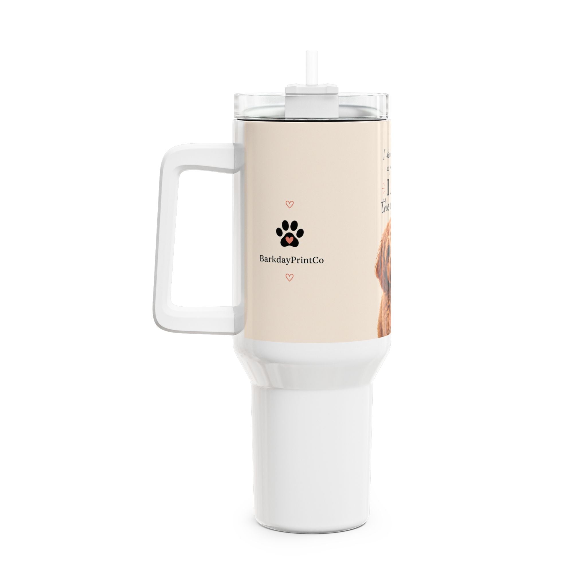 Dog Lover Tumbler – "I Am The Present" Cute Puppy Travel Mug 40oz